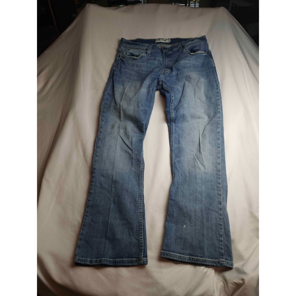 True Craft Boot Cut Jeans Mens Size 34X32 Blue Denim Casual Stretch Pockets